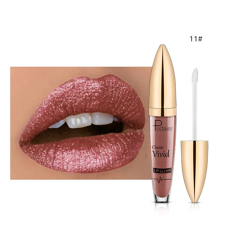 

Pudaier 18Colors Glitter Liquid Lipgloss Waterproof Makeup Cosmetics Bright Lip Sense Metallic Matte Pearl Lip Gloss
