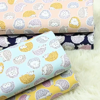 

High quality cotton and linen fabric Cartoon cute hedgehog print linen fabric Handmade DIY dress Patchwork Bag fabrics
