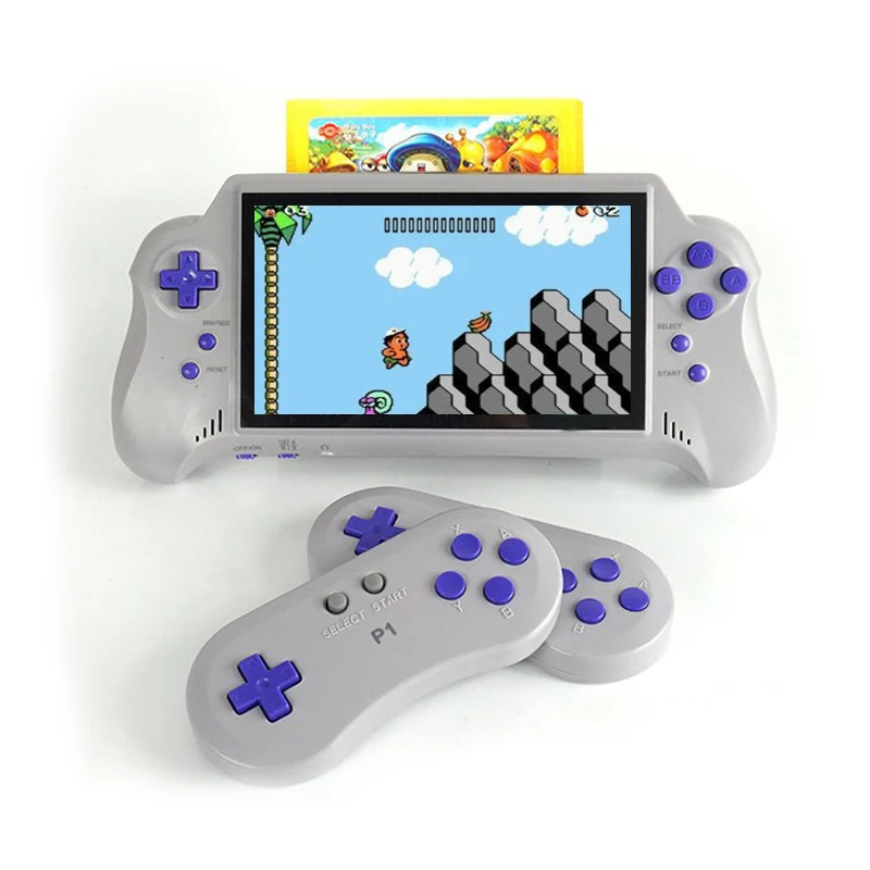 

7 inch Support 8 Bit 60PIN Original Game Cartridge game card 2 wireless controllers Built-in 121 classic Handheld game Players