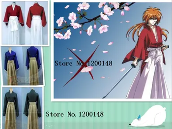 

anime Rurouni Kenshin Himura Kenshin Red / Blue Kimono Cosplay Costumes Full Set Kendo Uniform ( Top + Pants + Belt ) Size S-XL