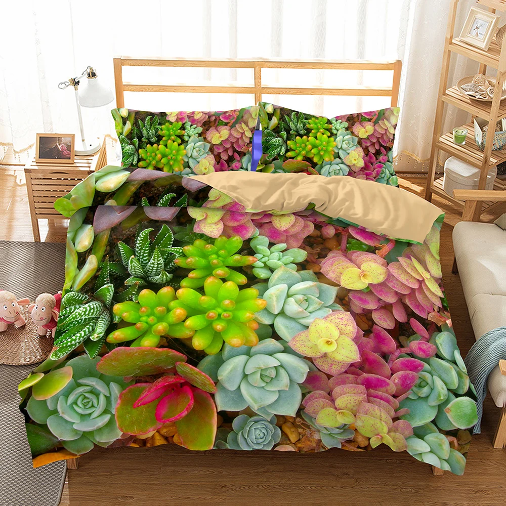 

Soft Microfiber Tropical Plants Print Duvet Cover Bedding Set for Kids 3PCS Queen Full King Size Bed Linen Set with Pillowcase