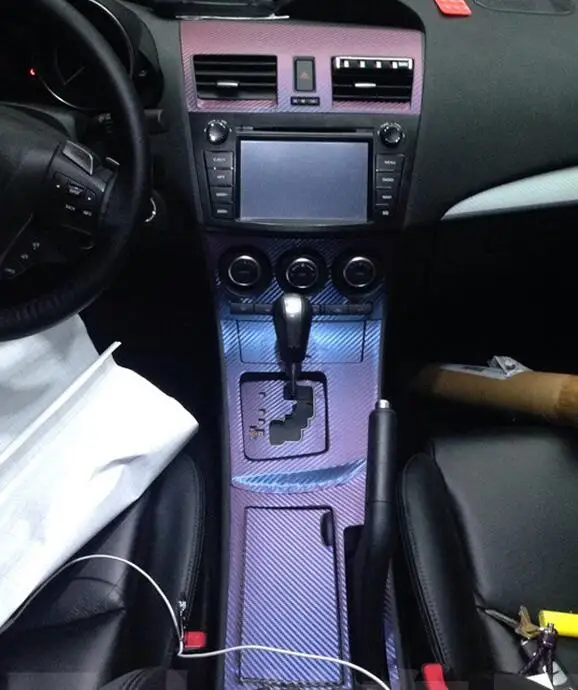 ZWET автомобиль для mazda 3 углеродное волокно специальная наклейка s для Mazda 3 Цвет черный/серебристый углеродное волокно наклейка для Mazda 3 2006~ 2012 - Название цвета: Фиолетовый