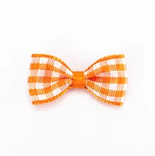100pcs Free shipping Girl Tartan Ribbon Bow Embellishments Scrapbooking DIY Hair Clip