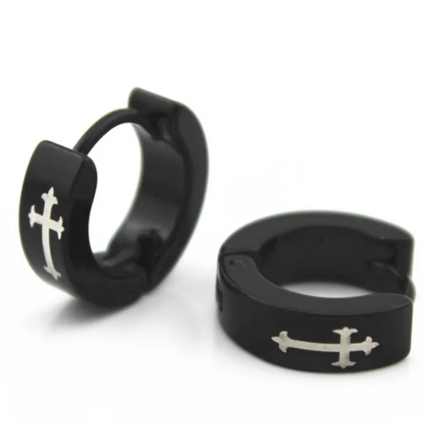 

1Pair 2017 New Stainless Steel Cross Earring Studs Mens Girl Boy Fashion bible punk earrings for men and women