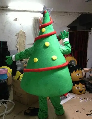 Горячая Профессиональный зеленый костюм талисмана рождественской елки для взрослых Размер нарядное платье костюм персонажа EMS отправка