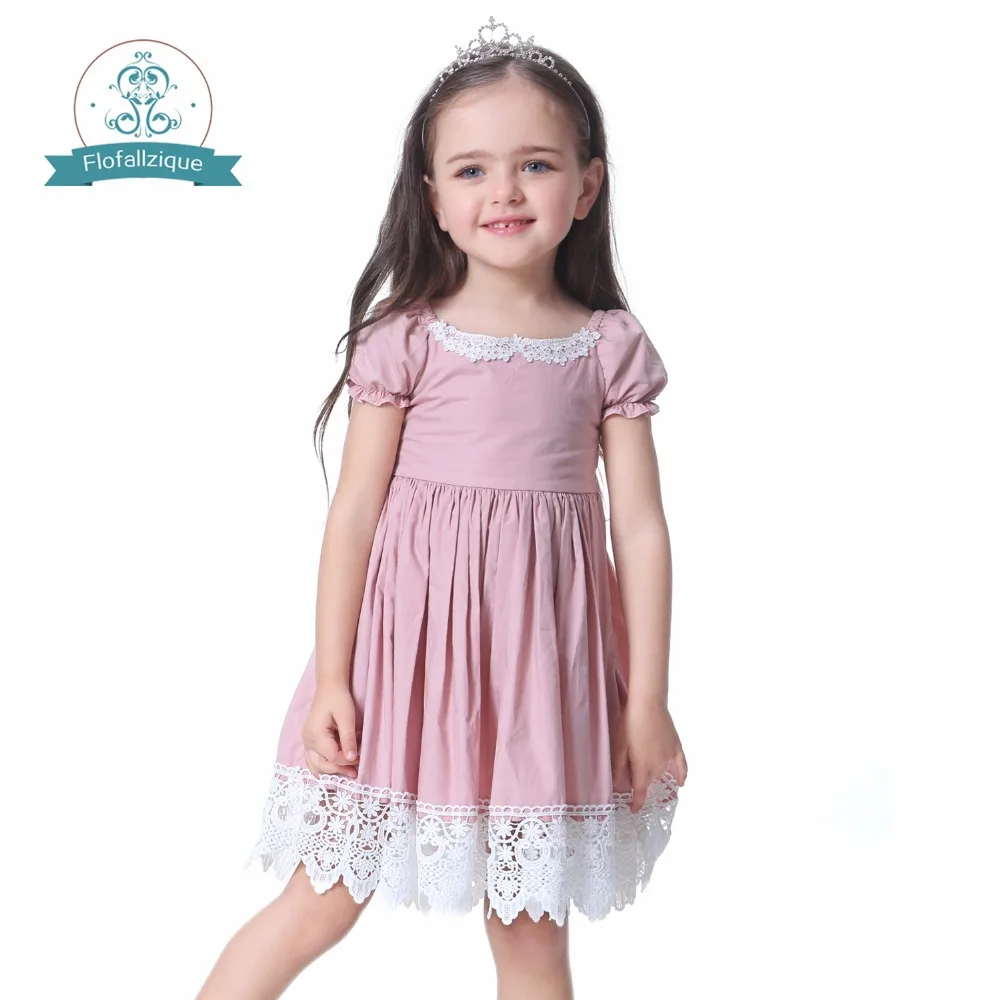 

Toddler Girl Dress Solid Pink Lace Wedding Party Dress 2018 Brand Summer Princess Dresses Clothes vestido infantil