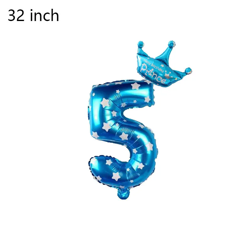 2шт 32 дюйма розовые/синие воздушные шары с числами Цифровой шар 0~ 9 дети один первый год мальчик девочка день рождения украшения Воздушные шары набор - Цвет: blue 5