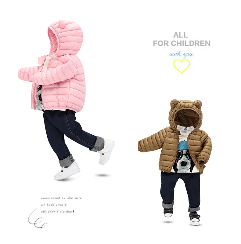 COOTELILI Children's Winter Jacket For Girls Boys Winter Coat Kawaii Bear Ear Infant Overcoat Warm Parkas Baby Girl Clothes  (12)