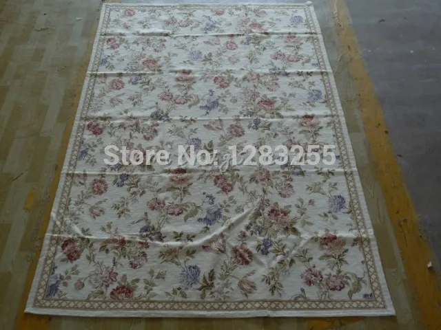 

Completed Hand Crafted Needlepoint Colorful Floral Woven Sofa Floor Use Art Carpet Wool Rug Carpet