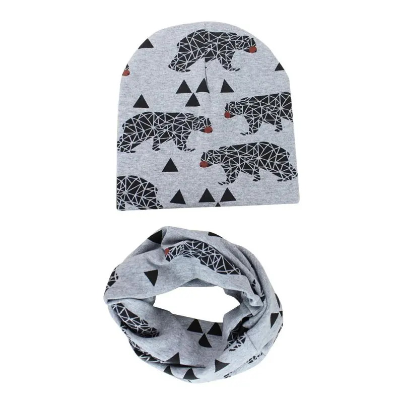 

Autumn Winter Baby Girl Boy Hats Set Kids Toddler Warm Cotton Caps Scarf Set
