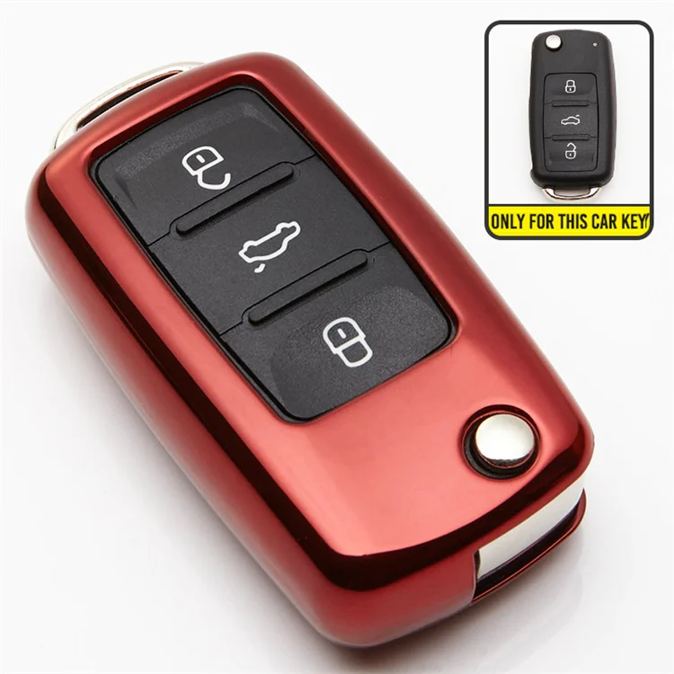 Чехол для ключей автомобиля из ТПУ для Volkswagen VW Polo UP T5 Jetta 6 Sharan Scirocco Passat B6 B8 B5.5 3C EOS Golf, аксессуары для ключей - Название цвета: Red