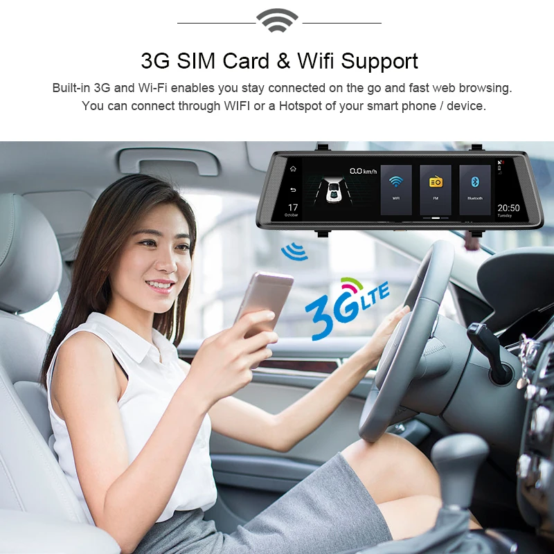 Junsun A900 Автомобильные видеорегистраторы 10 &quotполный Сенсорный экран 3 г Android GPS