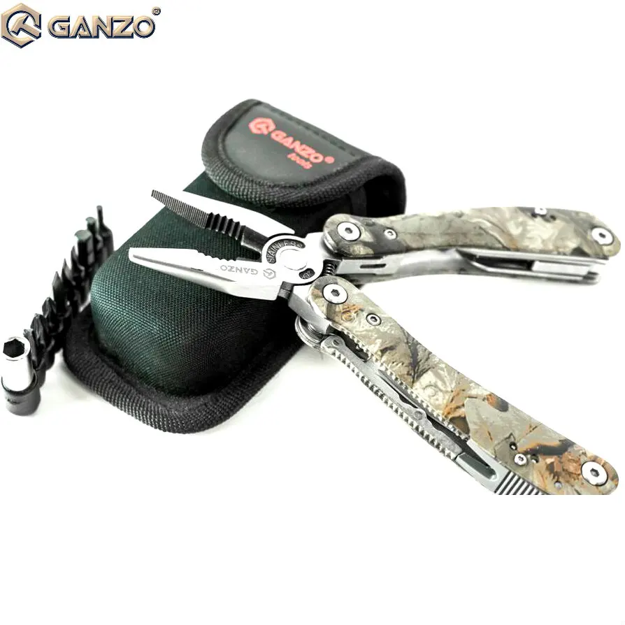 

Ganzo 2016 Multi Pliers Toolkit Camo Handle w/ Nylon pouch foldable knife screwdriver combination plier tool hand folding tool
