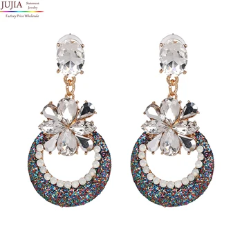 

Jujia Good Quality Wholesale Design Crystal Earrings Fashion Women Statement Earring Girl Party Drop Earring Oorbellen