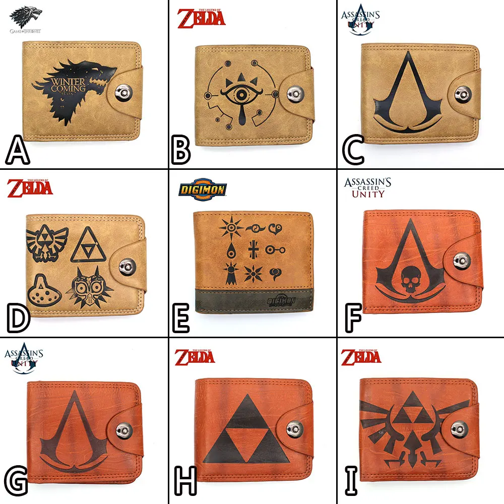 

Wellcomics House Stark Zelda Breath of the Wild Skyward Sword Digimon Adventure Short Wallet PU Purse Handbag Button Layers Bag