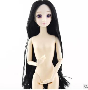 1/6 bjd куклы аксессуары голова синий и фиолетовый 3D глаза для длинных волос парик женский голый обнаженный 30 см куклы игрушки для девочек голова без тела - Цвет: R Head