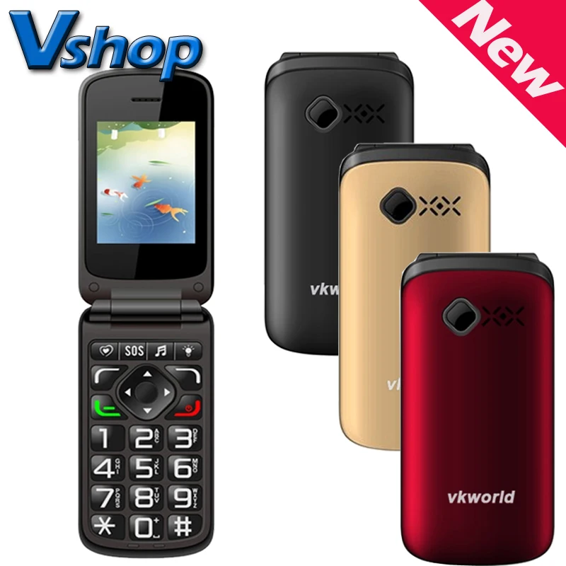 VKworld Z2 2 4 inch Large Button TFT Flip Elders Mobile Phone Dual SIM Card 0