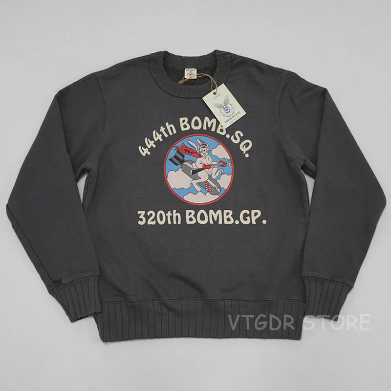 

BOB DONG 444TH BOMB.SQ. Cartoon Patt Heavyweight Sweatshirt Men's Heavyweight Crewneck Pullover