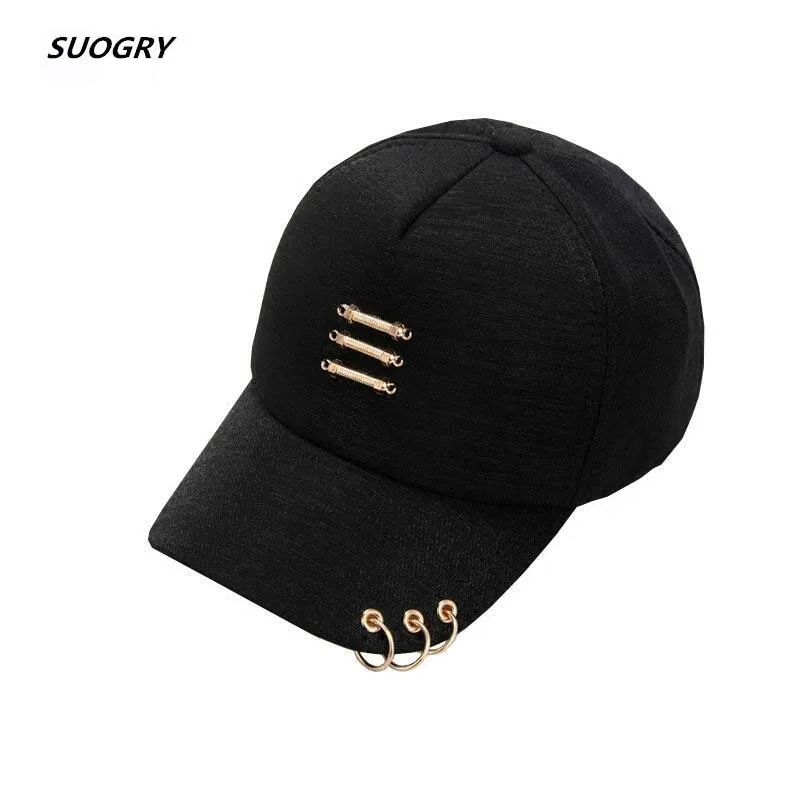 

SUOGRY Fashion Baseball Caps With Rings For Women And Men's Casual Solid Color Spring Summer Cap Hip Hop Hat Casquette