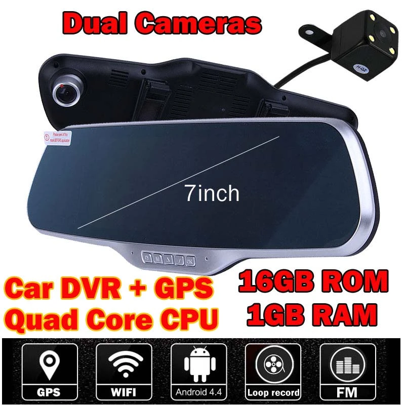 7 Inch Wifi Android Kendaraan Mobil Dvr Gps Navigasi Spion Cermin Dual Kamera Dashcam 1 Gb Ram 16 Gb Rom Quad Core Cpu Fm 1080 P Mirror Dashcam Car Dvrdual Camera Aliexpress