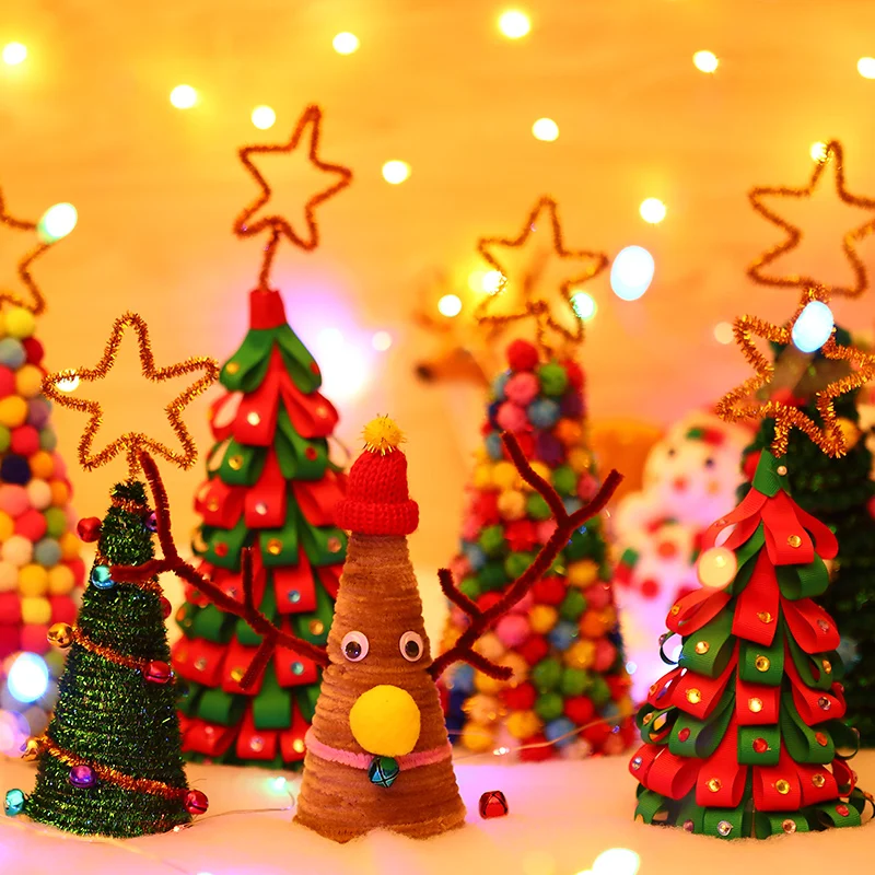

Christmas Tree Single&Group Styles Handmade Ornaments DIY Crafts Package for Kids Toys Event Artificial Home Decorations Xmas