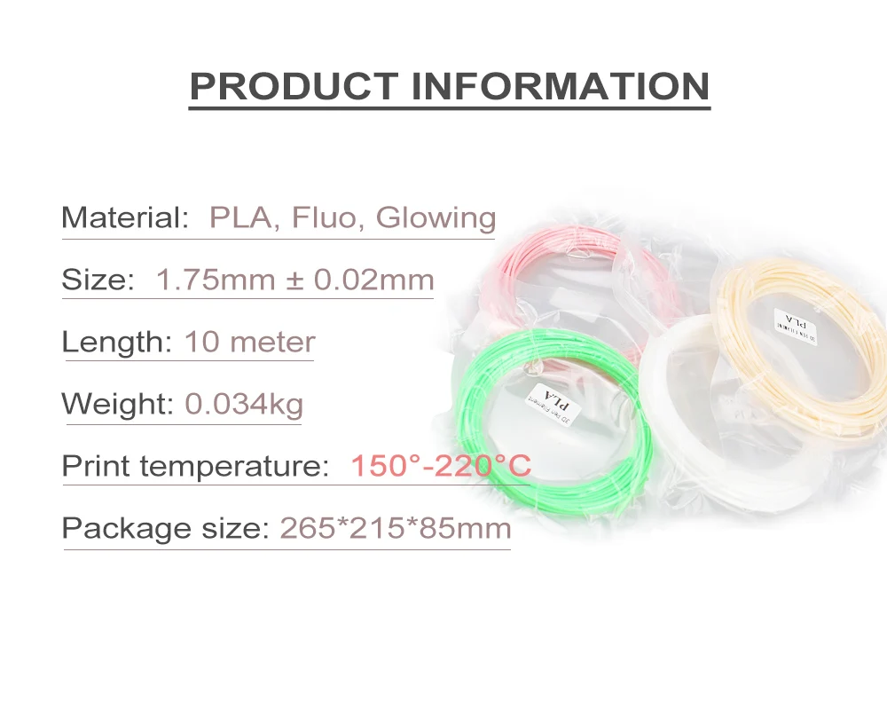 10 метров PLA 1,75 мм нити печатные материалы пластик для 3d принтер Экструдер ручка аксессуары черный белый красный Красочный Радуга