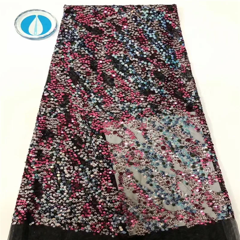 

2019 New Most Popular African Lace High Quality French Sequins Lace Fabric Nigerian Lace Fabrics For Evening Dresses