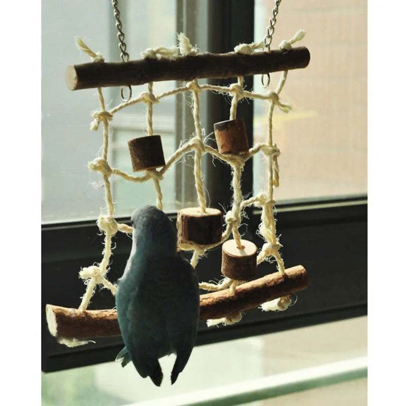 Best Selling Birds Hemp Rope Climbing Net Pet Parrot Chew Toy  Budgie Parakeet Cockatiel Hanging Swing Ladder