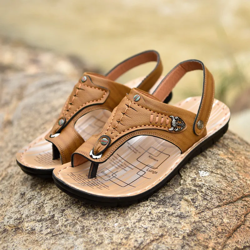 Men sandals summer leather fashion casual comfortable high quality men