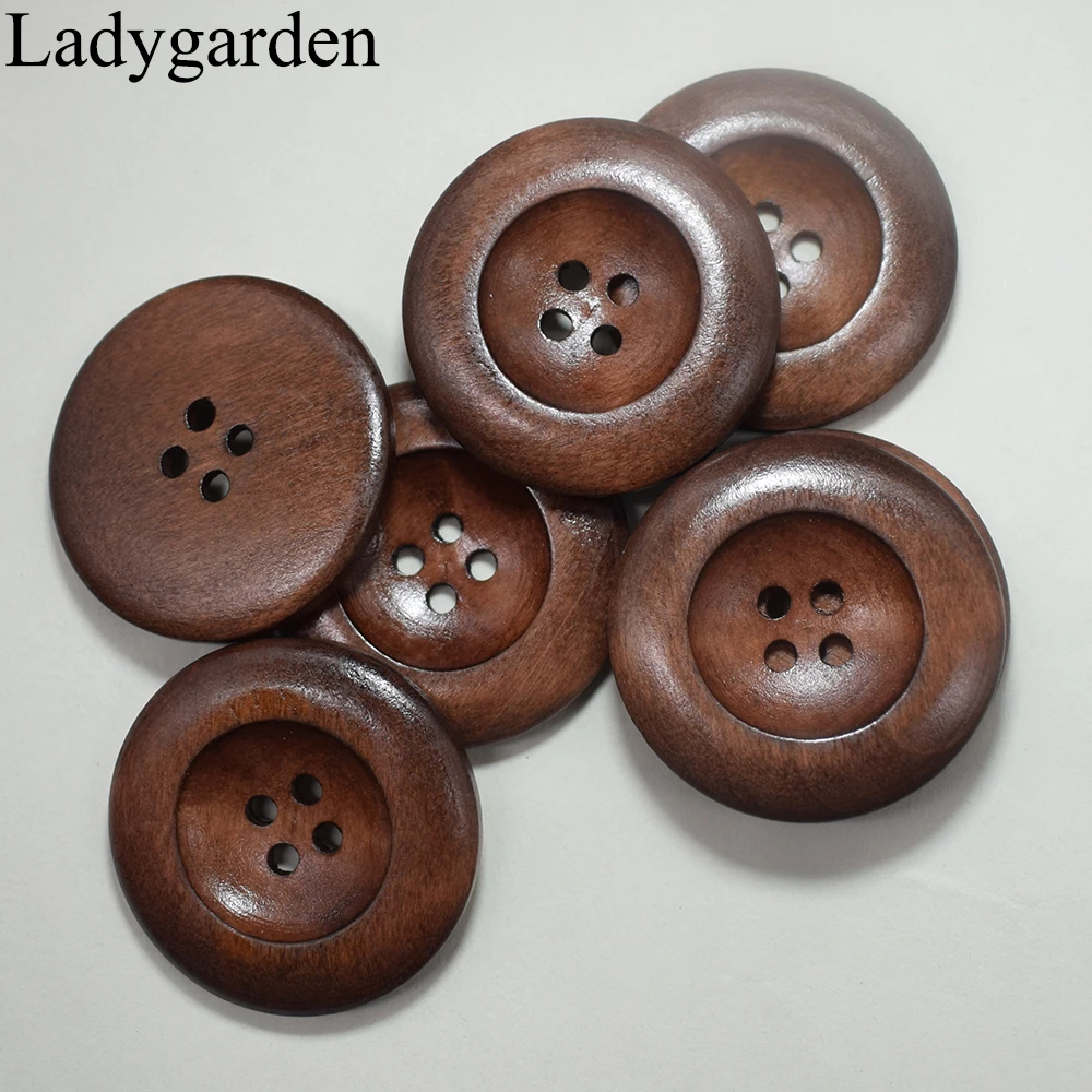 20PCS 35MM Wooden Buttons for Trousers Suit Coat Clothes Handmade Gift Box  Wooden Button for Clothing Scrapbooking Sewing Crafts