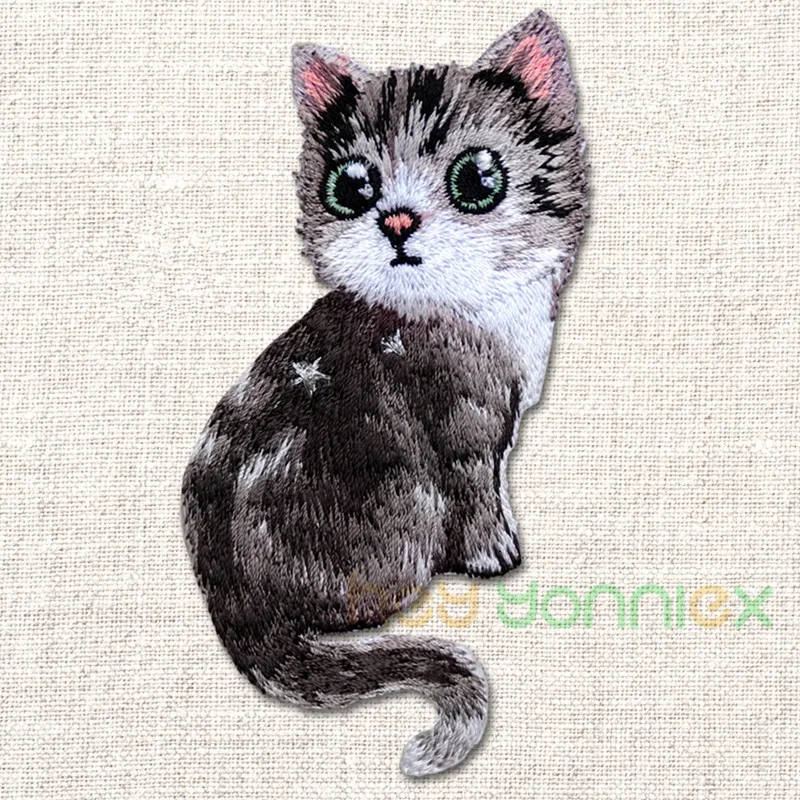 1 pc cat patches for clothing iron embroidered patch applique iron on