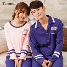 Парные пижамы; весенние хлопковые пижамы с длинными рукавами; брюки; одежда для сна для мужчин и женщин; одинаковый пижамный комплект