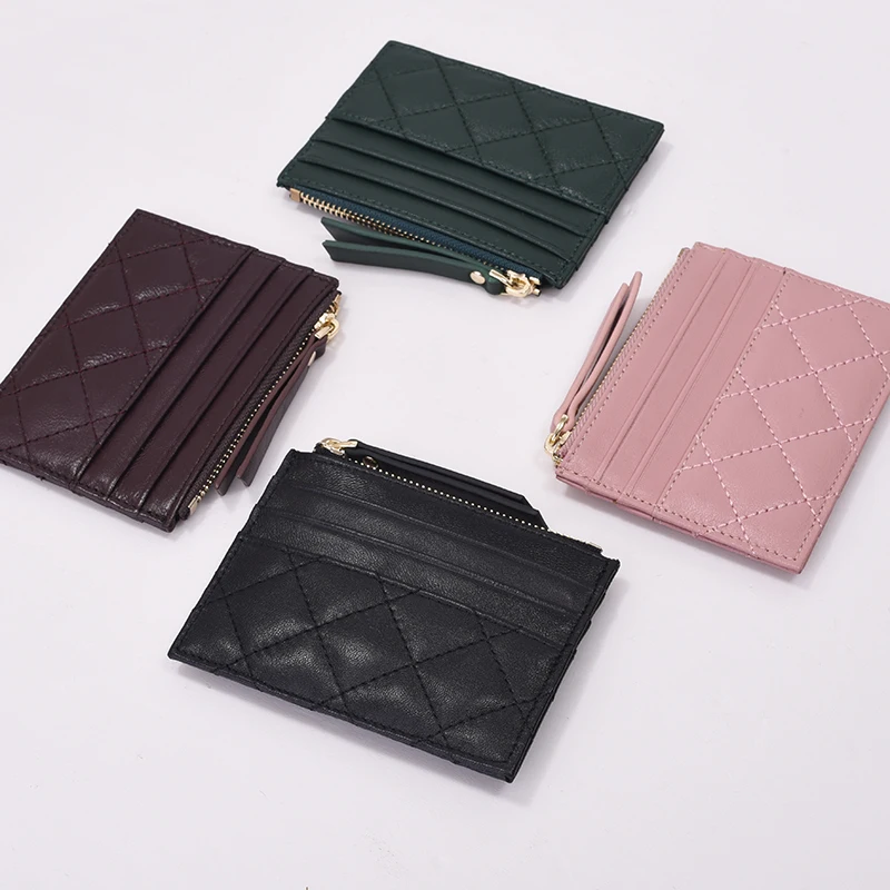 

New Hot fashion lambskin vintage diamond lattice zipper card holders wallet mini business card wallets zero purse more color