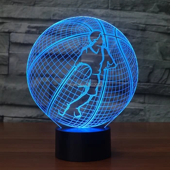 

LED colorful night light basketball design 7 color touch switch with USB cable as the home decoration holiday gift