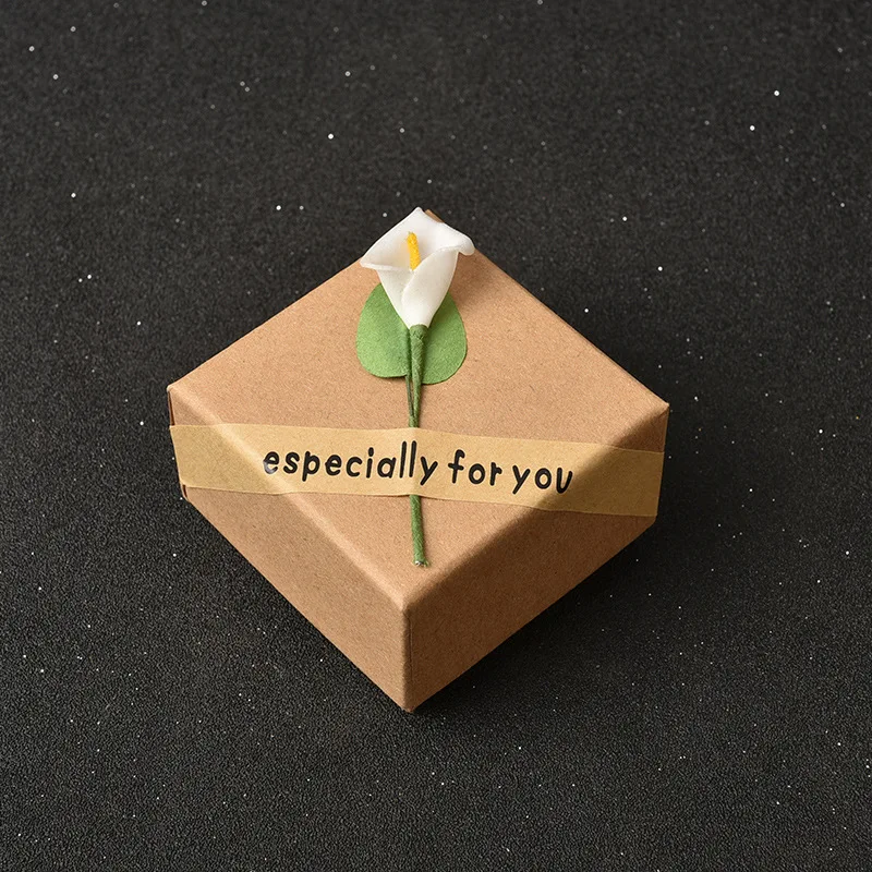 

1pcs Jewelry Gift Box Earring Ring Case Kraft Paper Flower Square Display for Jewelry Store Gift Packing