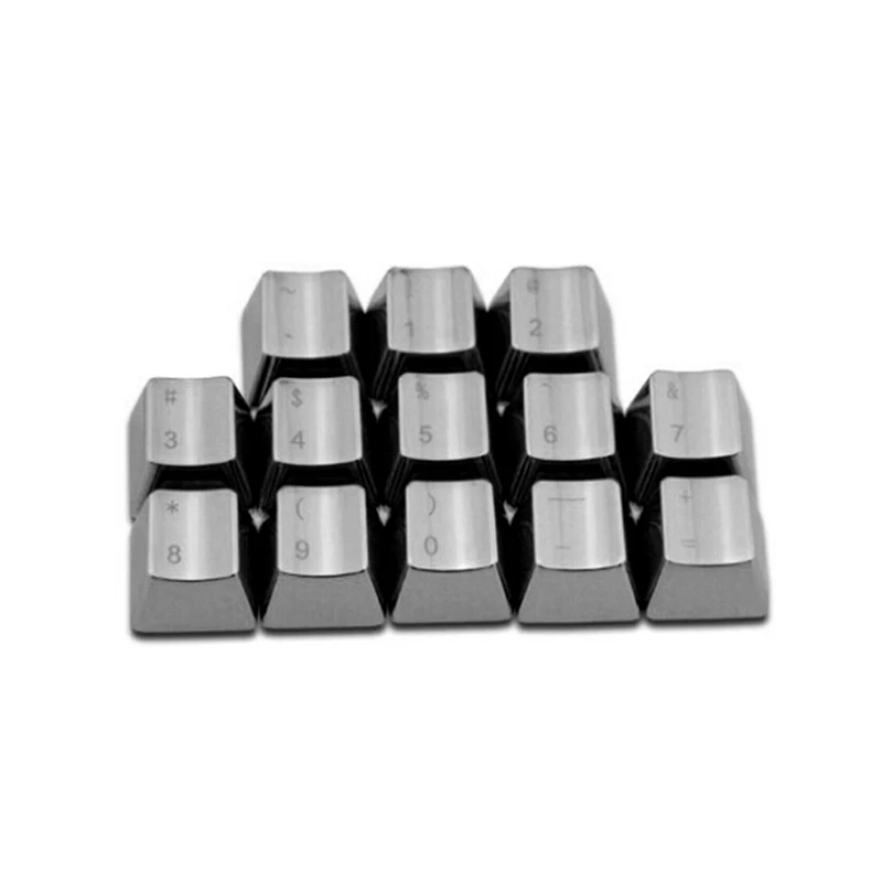 

13 Pcs Number Keys Zinc Alloy Metal Keycaps For Cherry Mx Switches Mechanical Keyboard Silver Color NUM Key Cap