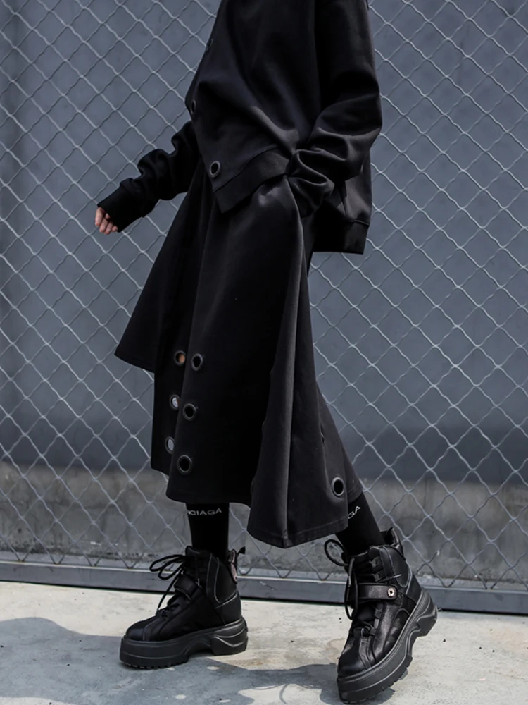 Nuevo Elástico Mujeres Superaen Otoño Suelta Moda Salvaje Sólido Mujer 2018 Cintura Black Señoras Color Faldas Europa qBXXrHwv
