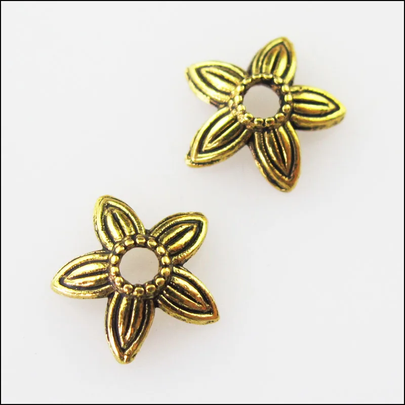 

70Pcs Antiqued Gold Tone Leaf Star End Bead Caps Connectors 8mm