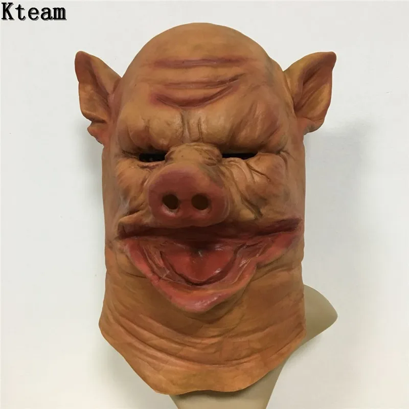 

Newest Horror Pig Head Mask Halloween Party Cosplay Scary Pig Mask Fancy dress Accessory Overhead Jigsaw pig mask animal costume