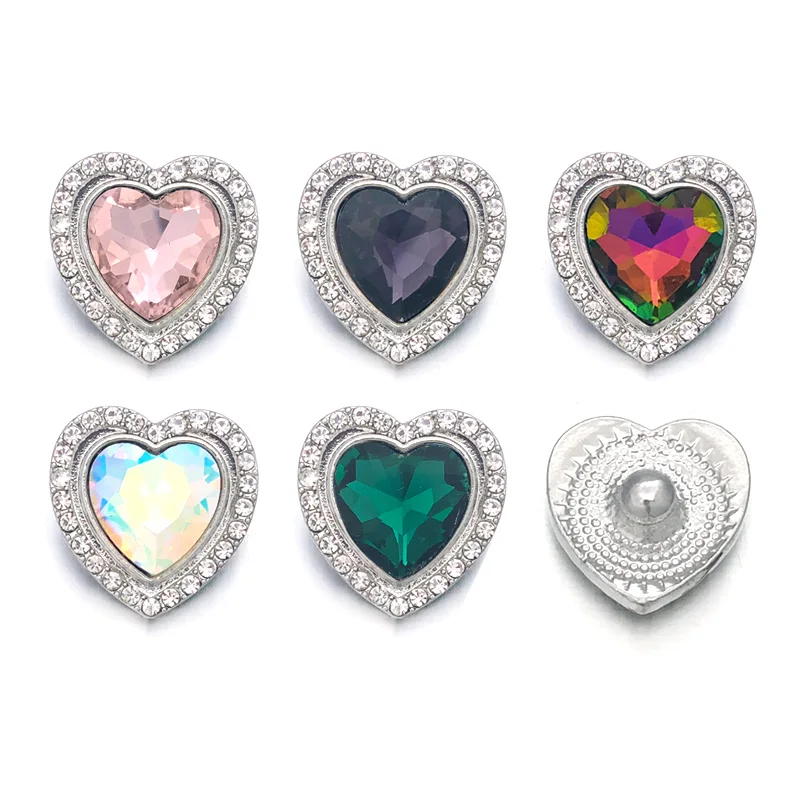 

Crystal w070 Heart 3D 18mm 20mm Metal Snap Button For Bracelet Necklace Interchangeable Jewelry Women Accessorie Findings