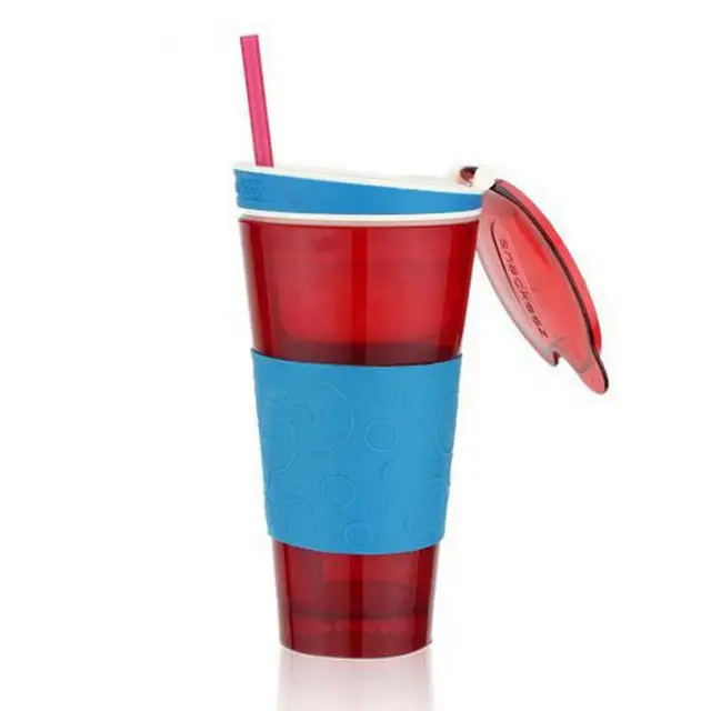 Travel Snack Drink In One Container Lid Straw Kids Snack Bottle