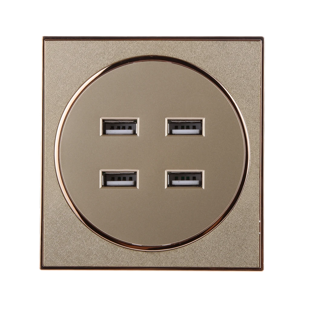 

Gold 4 USB Port Wall Socket Charger AC Power Receptacle Outlet Plate Panel