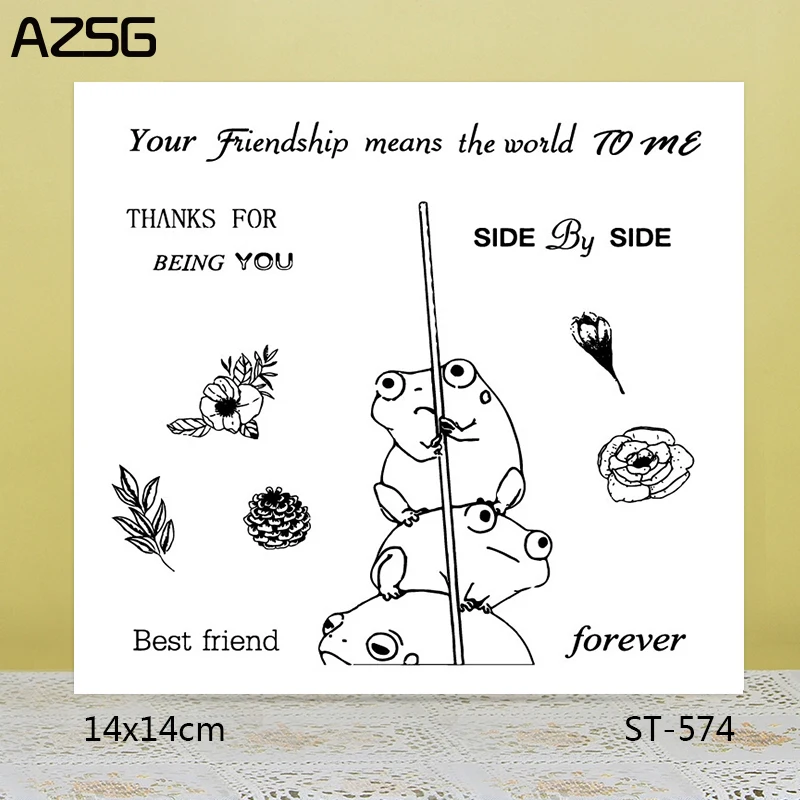 

AZSG Best Friend Lovely Frogs Clear Stamps/Seals For DIY Scrapbooking/Card Making/Album Decorative Silicone Stamp Crafts