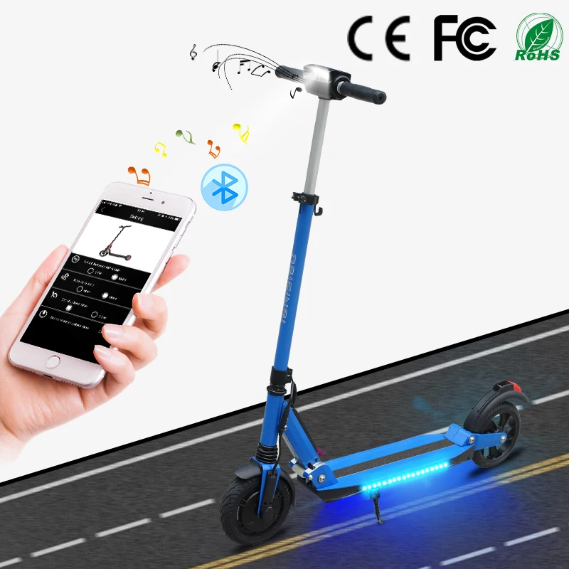 Top SUPERTEFF EW4 Pro folding kugoo App electric scooter  8 inch tires  LED light e scooter with Bluetooth music 36V 350W 0