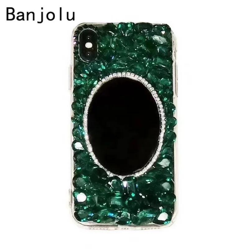 Banjolu модные телефон Стразы чехол для iPhone X XR XS MAX 8 7 6 6s плюс зеркало макияжа девушка