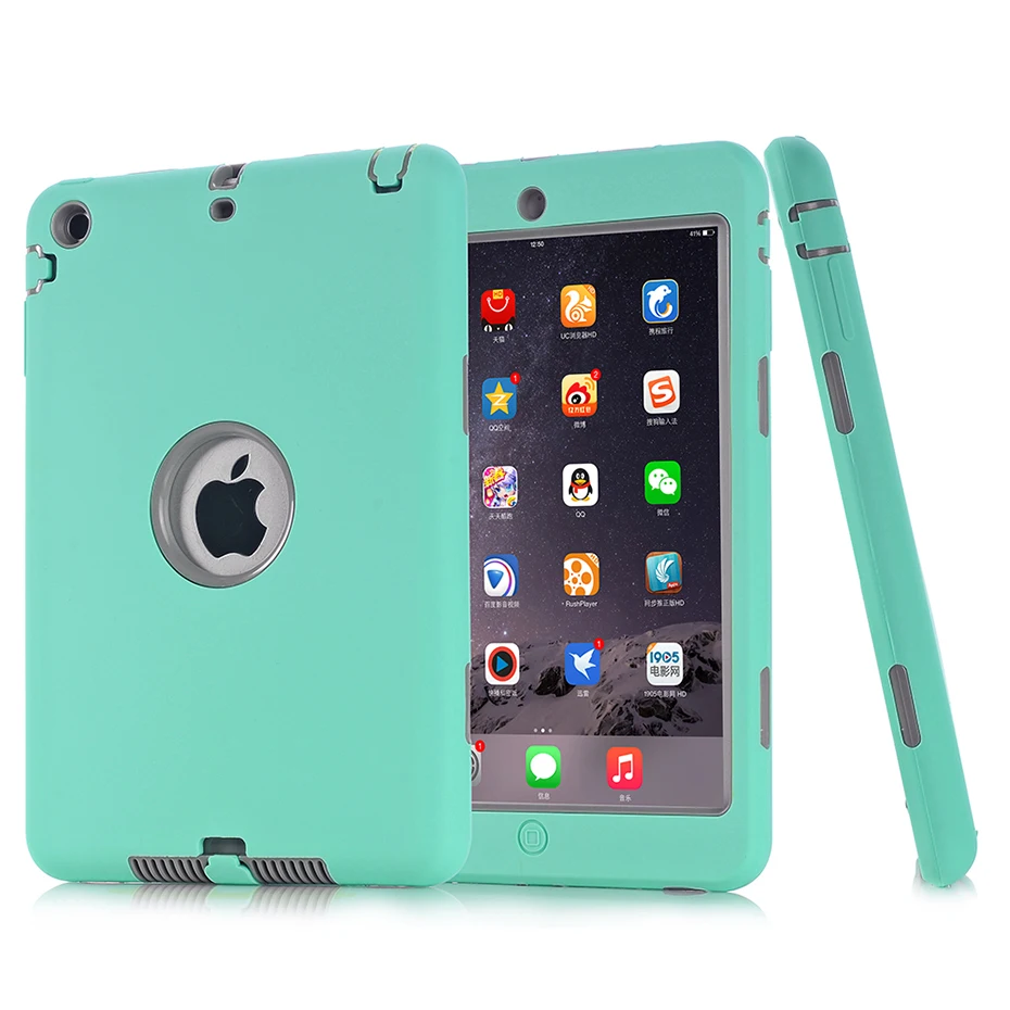 Чехол для iPad Mini 3 2 1 retina Kids безопасный защитный противоударный ударопрочный Ударопрочный силиконовый Жесткий чехол для планшета с защитой от царапин - Цвет: Mini Mintgreen Gray