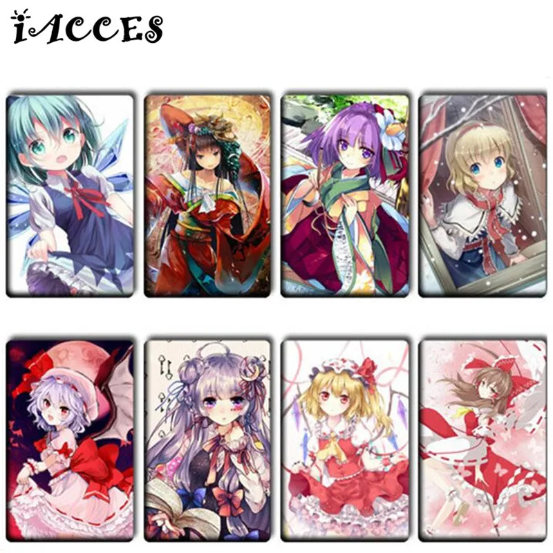 

30 pcs/lot Lovely TouHou Project Card Sticker Classic Toys Japanese Anime emilia Scarlet DIY Bank Bus ID Card Stickers kids Part