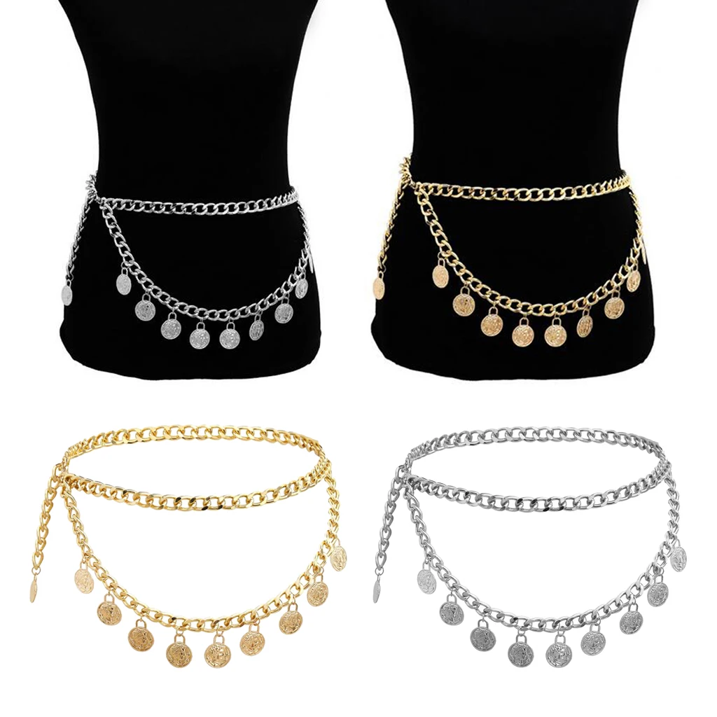 MagiDeal Elegant Lady Bohemian Coins Tassel Chain Wedding Gypsy Waist Belt Body Chain Jewelry