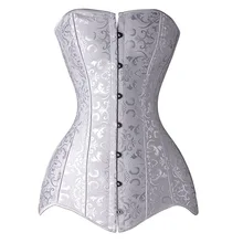 Corsé Overbust Steampunk de acero hueso cintura entrenador Cincher negro blanco Vintage abdomen Control firme boda Corselet Top