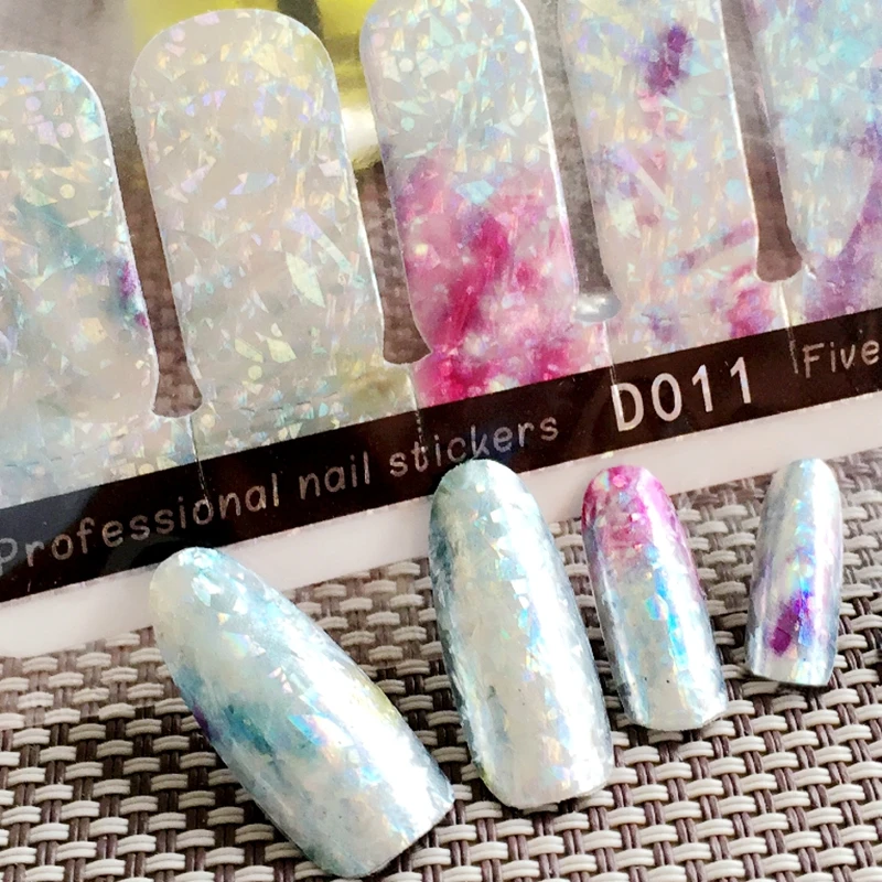 2 packs glitter nail wraps full cover adhesive nail art stickers ...
